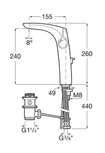 Смеситель для раковины Roca Insignia с донным клапаном (5A343AC00)