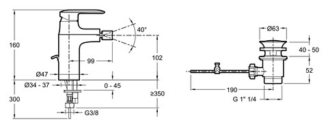 Смеситель для биде Jacob Delafon Kumin (E99456-CP)