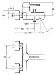 Смеситель для ванны и душа Jacob Delafon Cuff (E45532-CP)