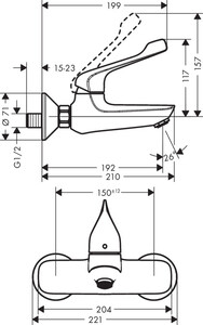 Смеситель для ванны и душа Hansgrohe Novus Care (71923000)