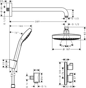 Душевая система Hansgrohe Croma Select S/Ecostat (27295000)