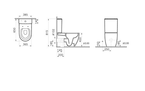 Унитаз-компакт безободковый Vitra Sento (9830B003-7204) с пневмокрышкой