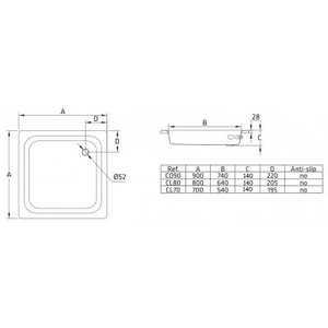 Душевой поддон BLB Universal 70х70 см (CL7012001)