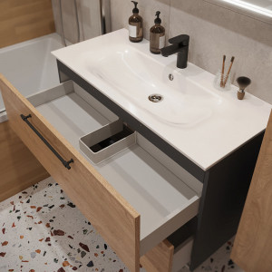 Тумба с раковиной подвесная 100см Terminus Venta VEN101002300001O шпон/дуб