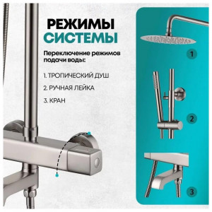 Душевая система с термостатом Grocenberg GB7005NK Сатин
