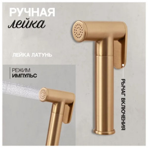 Гигиенический душ со смесителем встраиваемый Hansberge H3099MG матовое золото