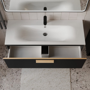 Тумба с раковиной подвесная 120см Terminus Noto NOT101201099901O черный soft touch