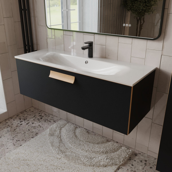 Тумба с раковиной подвесная 120см Terminus Noto NOT101201099901O черный soft touch