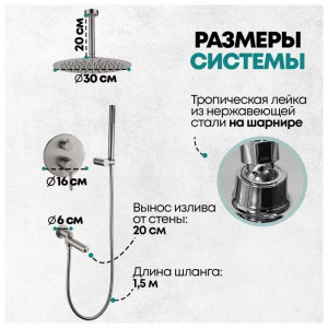 Душевая система встраиваемая Grocenberg GB5099NK-2 никель