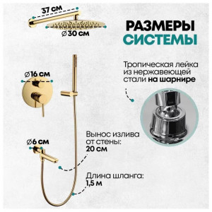 Душевая система встраиваемая Grocenberg GB5099GO-1 золото