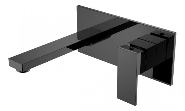 Смеситель для умывальника из стены Boheme Qubic Shine Gun Metal 475-SGM графит глянец