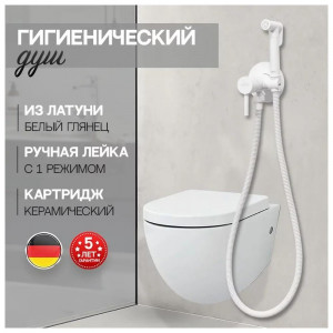 Гигиенический душ со смесителем встраиваемый Hansberge H3099WW белый