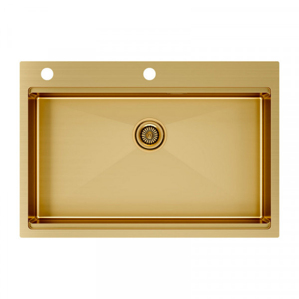 Кухонная мойка Paulmark KRONER-PRO 75 PM707551-BG брашированное золото 75х51 см