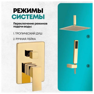 Душевая система встраиваемая без излива Grocenberg GB5089GO-4 золото