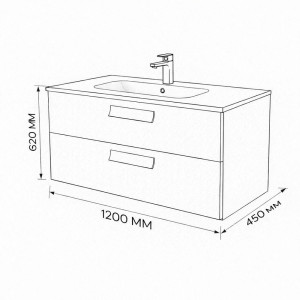 Тумба с раковиной подвесная 120см Terminus Noto NOT101202099901O черный soft touch