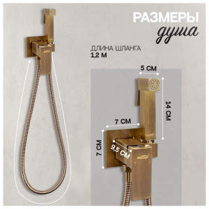 Гигиенический душ со смесителем встраиваемый Hansberge H3077BR бронза