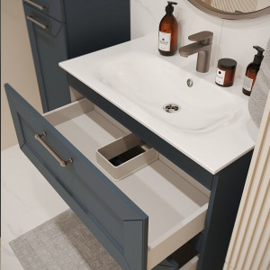 Тумба с раковиной подвесная 80см Terminus Victoria VIC10802703101O серый шёлк