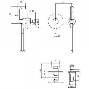 Гигиенический душ со смесителем встраиваемый Grocenberg GB1003CR хром