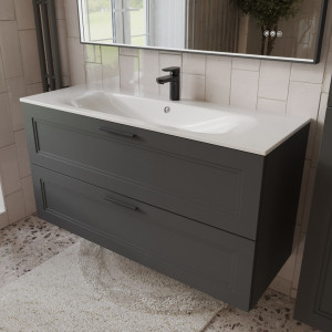 Тумба с раковиной подвесная 120см Terminus Classik CLA101202701601O графит