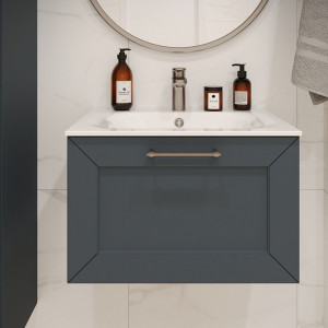 Тумба с раковиной подвесная 60см Terminus Victoria VIC10601703101O серый шёлк