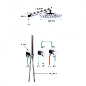 Душевая система встраиваемая без излива Grocenberg GB5090MG матовое золото