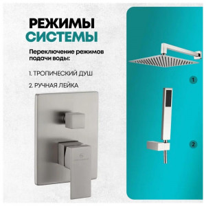 Душевая система встраиваемая без излива Grocenberg GB5089NK-3 никель