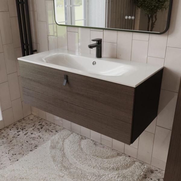 Тумба с раковиной подвесная 100см Terminus Kontur KON101001200001O венге/графит