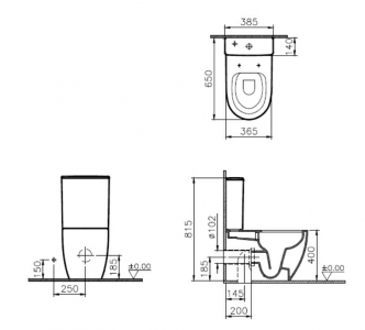 Унитаз Vitra Sento Rimex 9830B003-7203 с сиденьем SoftClose, безободковый