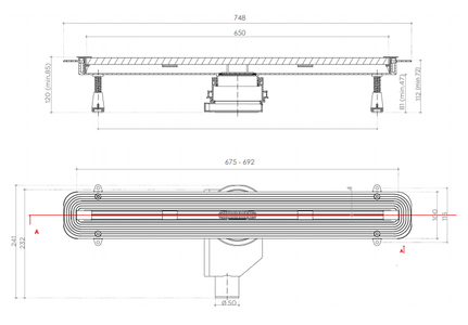 Душевой лоток Pestan Confluo Slim Line 650 (13100033)