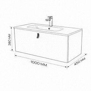 Тумба с раковиной подвесная 100см Terminus Kontur KON101001200001O венге/графит