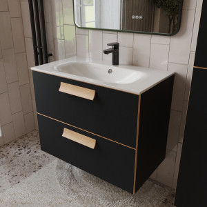 Тумба с раковиной подвесная 80см Terminus Noto NOT10802099901O черный soft touch