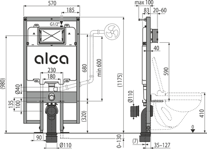 Инсталляция для унитаза AlcaPlast AM1101/1200