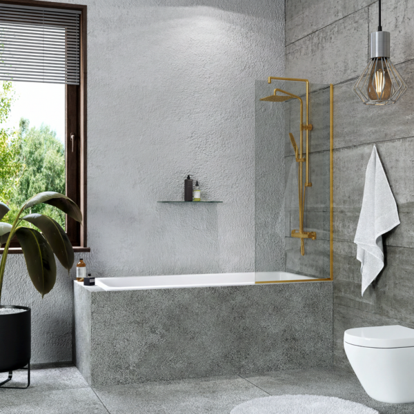 Шторка для ванны Benetto неподвижная 70 см матовое золото BEN-403_MG_C_700