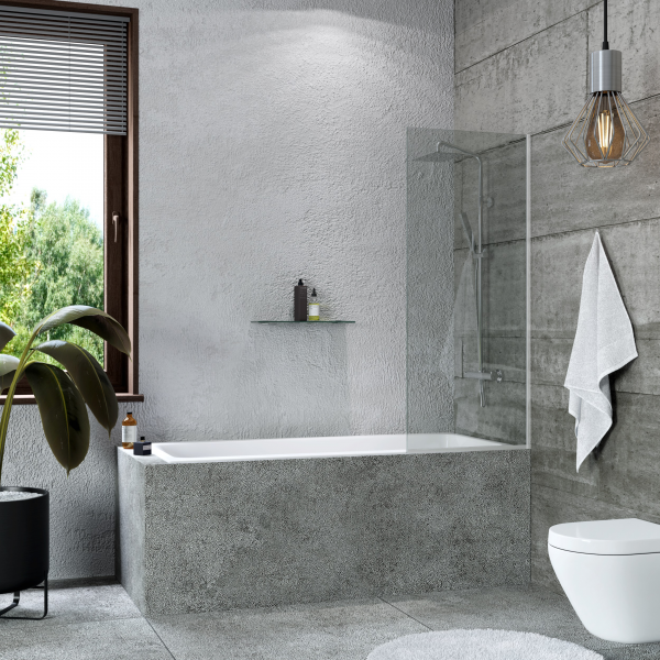 Шторка для ванны Benetto неподвижная 60 см сатин BEN-403_S_C_600