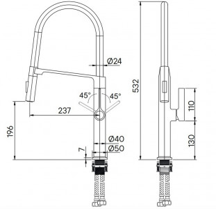Смеситель для кухни Paulmark Barrel брашированная сталь Ba214029-BS