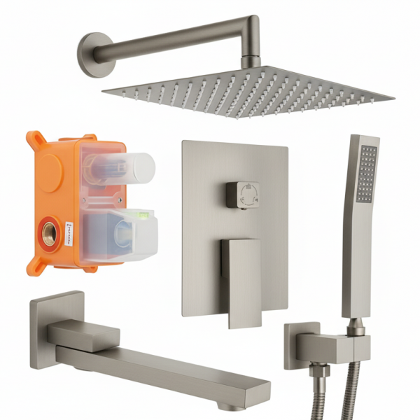 Душевая система скрытого монтажа Roxen Caspia 50016000-BN брашированный никель