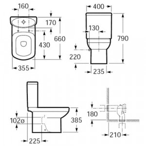 Чаша для унитаза Roca Dama Senso 342517000 35,5x66, горизонт, выпуск