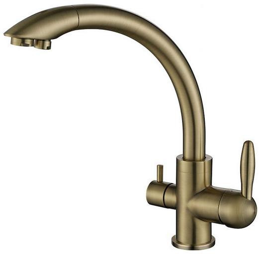 Смеситель для кухни Paulmark ESSEN бронза две воды Es213001-BR