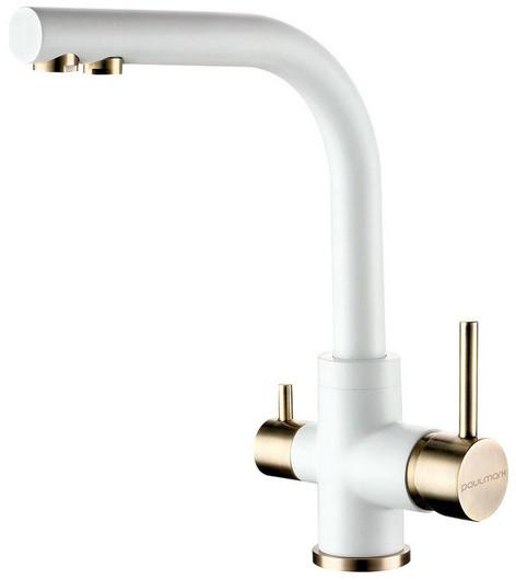 Смеситель для кухни Paulmark ESSEN белый матовый/бронза Es213011-431BR