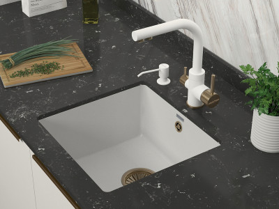 Смеситель для кухни Paulmark ESSEN белый матовый/бронза Es213011-431BR
