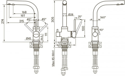 Смеситель для кухни Paulmark ESSEN графит Es213011-DG