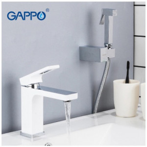 Смеситель с гигиеническим душем Gappo G1017-1 белый-хром