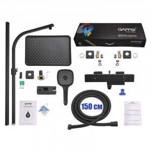Душевая система с термостатом Gappo G2491-56 Черный матовый
