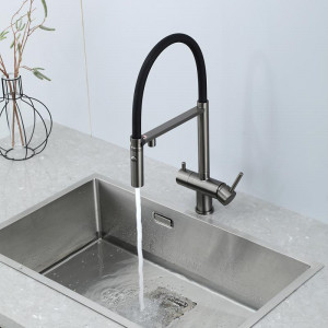 Смеситель для кухни Gappo G4397-89 Оружейная сталь