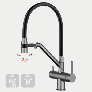 Смеситель для кухни Gappo G4398-89 Оружейная сталь