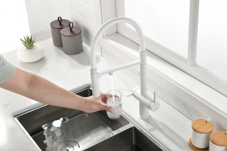 Смеситель для кухни Paulmark Gravity белый матовый Gr213888-WH Starke