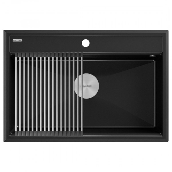 Мойка Paulmark STEPIA 80 IT-GRANIT PM117551-BLM черный металлик 750х510 (Ролл-мат в комплекте)