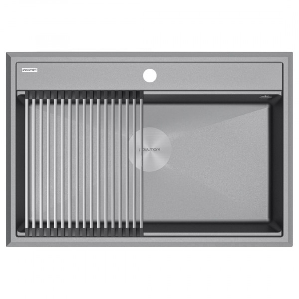 Мойка Paulmark STEPIA 80 IT-GRANIT PM117551-GRM серый металлик 750х510 (Ролл-мат в комплекте)