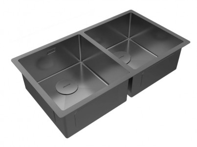 Кухонная мойка Paulmark NEXT 78/2 UNI PM207844-GM вороненая сталь 78х44 см