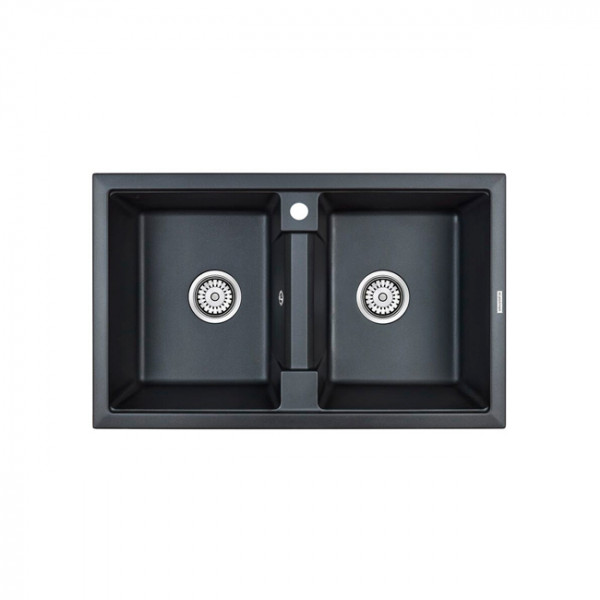 Мойка Paulmark TANDEM 80/2 IT-GRANIT PM238150-BLM черный-металлик 810х500 мм